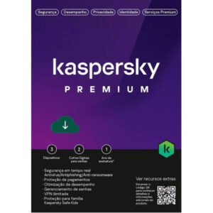 Kaspersky Antivirus Premium + Suporte ao Cliente BR. 3 Dispositivos; 2 Contas KPM; 1 Ano ESD